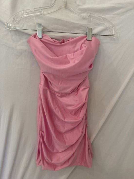 Oh Polly Dresses & Skirts - Oh Polly Pink ruched side zip draped Satin Mini Dress - size 0